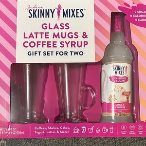 Glass Latte Mugs & Sugar Cookie Syrup Gift Set - Pink